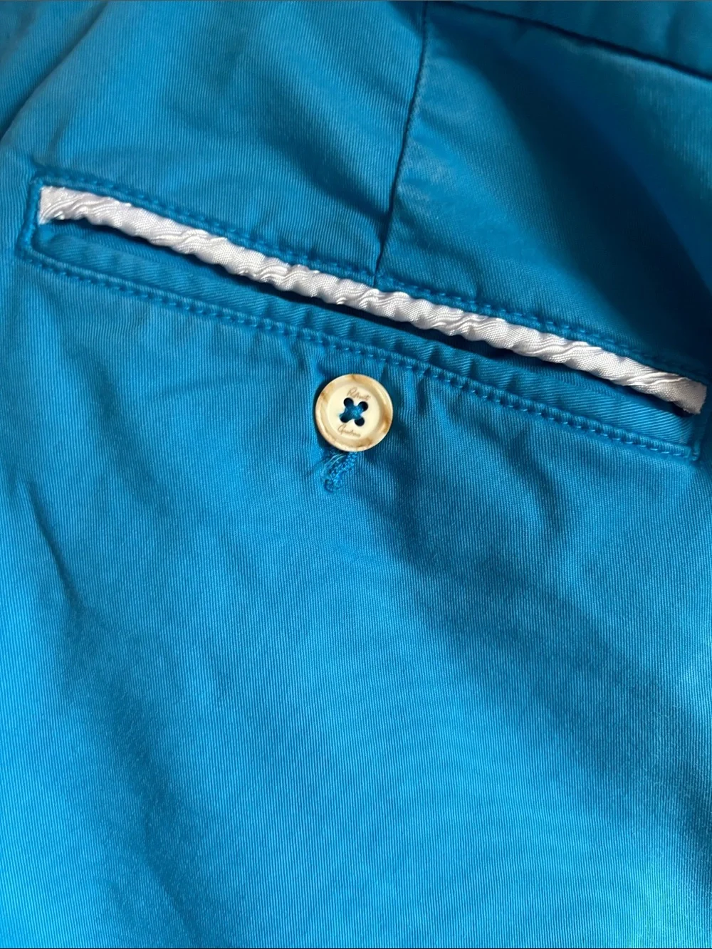 Robert Graham white trim Teal Turquoise Blue Shorts 34 leather label Classic Fit